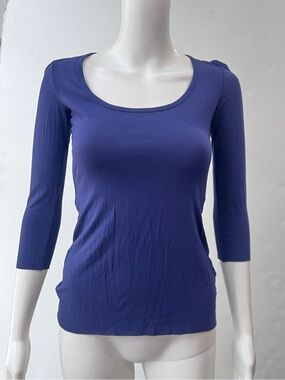 Bailey 44 Blue Cut out 3/4 sleeve slim shirt size XS